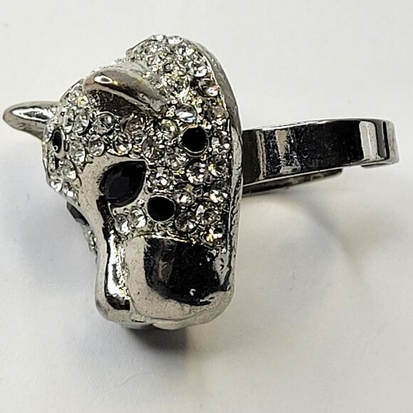 Crystal Leopard Face Adjustable Ring - Picture 8 of 9
